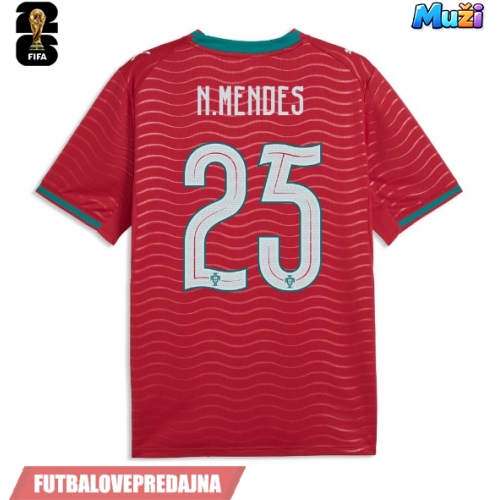 Lacne Muži Futbalové dres Portugalsko Nuno Mendes #25 MS 2026 Krátky Rukáv - Domáci